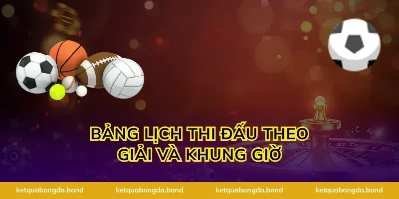 Bảng lịch thi đấu theo giải và khung giờ